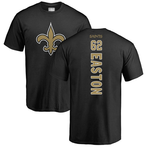 Men New Orleans Saints Black Nick Easton Backer NFL Football #62 T Shirt